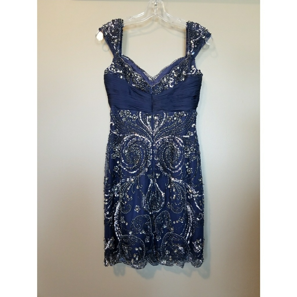 Navy Blue Beaded Formal Dress
